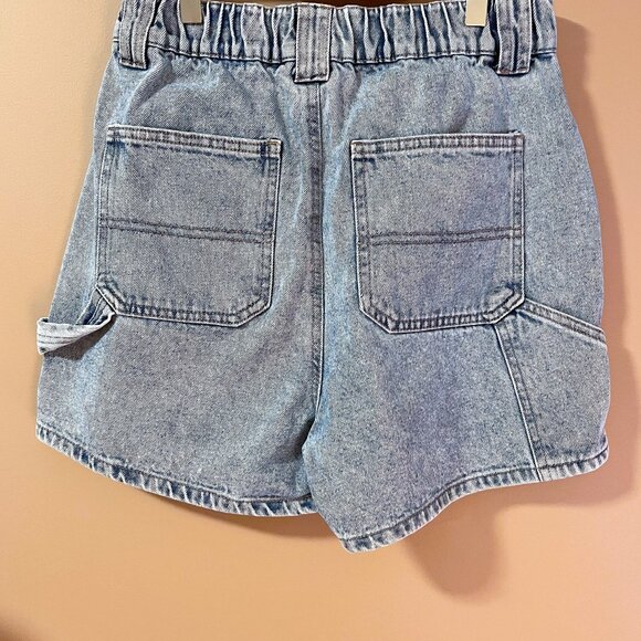 NWOT JEAN High Rise Denim Carpenter Shorts with elastic back waist Sz M - Picture 9 of 11
